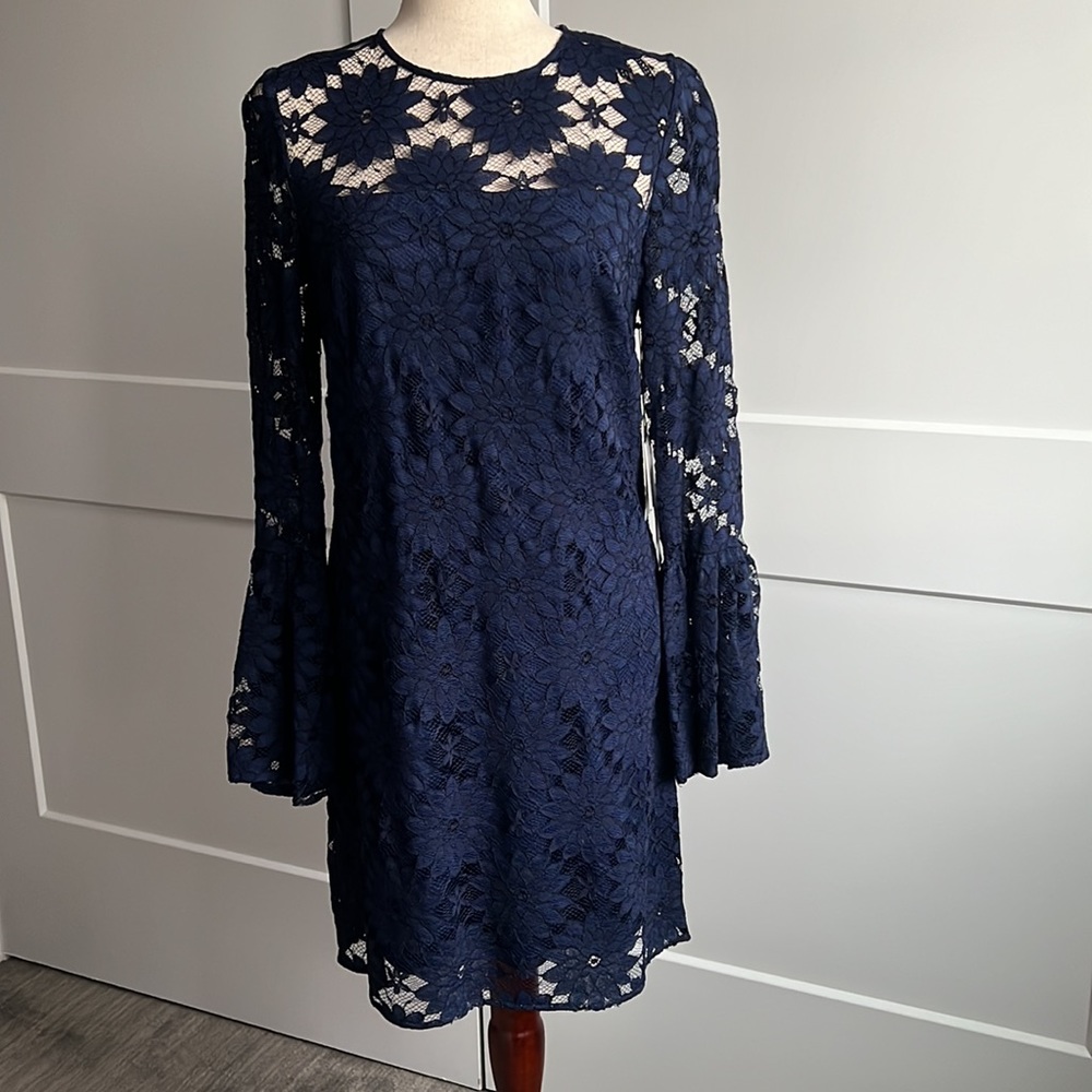 Navy Blue Lace Dress - Laundry Shelli Segal size 8 NEW
